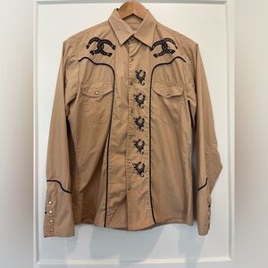 Ace of Diamond Pearl Snap Western Horse Shoes Embroidered Rockabilly Rodeo shirt